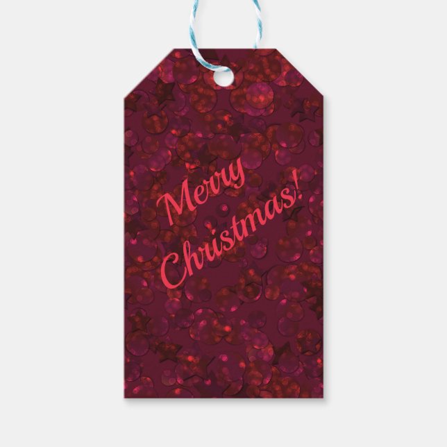 Glitter bokeh sparkle print gift tags (Front)