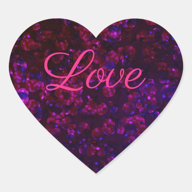 Glitter bokeh sparkle print heart sticker (Front)