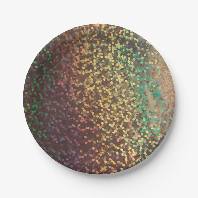 Glitter bokeh sparkle print paper plate (Front)