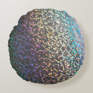 Glitter bokeh sparkle print round pillow
