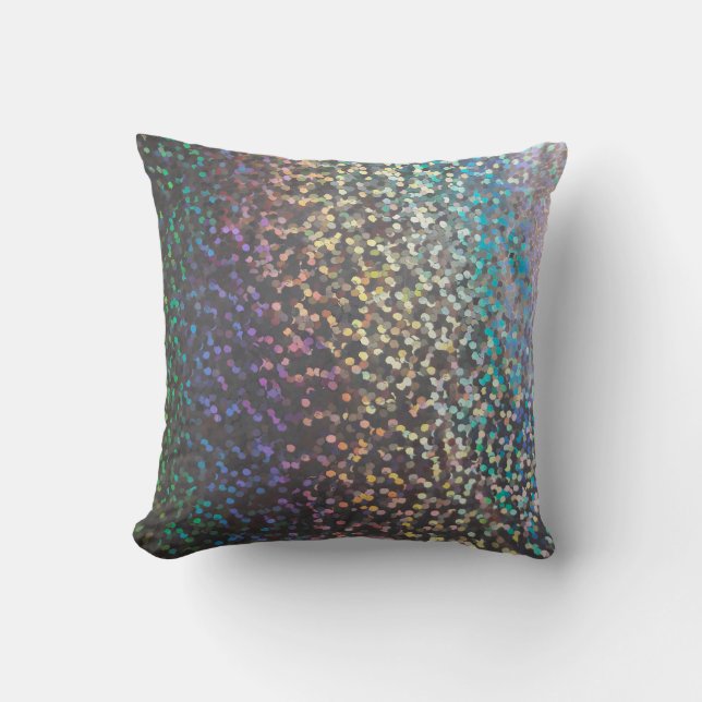 Glitter bokeh sparkle print throw pillow (Front)