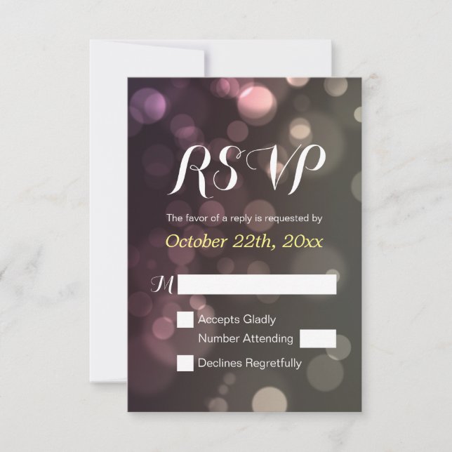 Glitter Bokeh Sparkle Wedding Bridal Shower RSVP (Front)