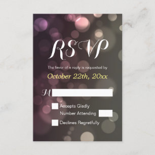 Glitter Bokeh Sparkle Wedding Bridal Shower RSVP Card