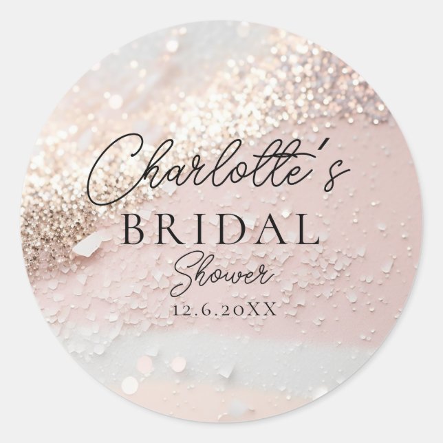 Glitter Bridal Shower  Classic Round Sticker (Front)