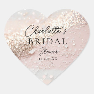 Glitter Bridal Shower   Heart Sticker
