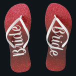 Glitter Bride Beach Wedding Summer Honeymoon Flip  Flops<br><div class="desc">Faux glitter design is beautiful and perfect for a summer beach honeymoon getaway. Bold white text reads "Bride" on both sandals. Available in several sparkly colours.</div>