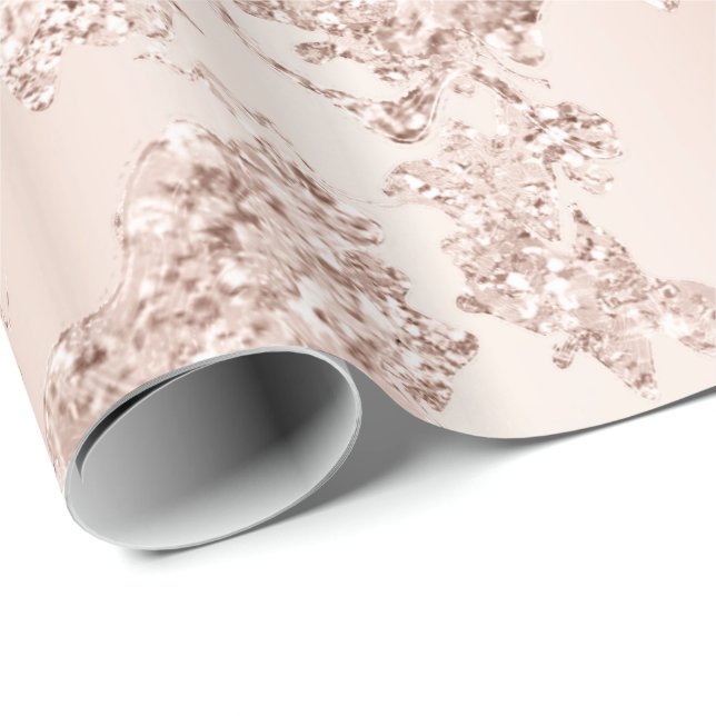 Glitter Bride Elegant Blush Rose Gold Spark Glam Wrapping Paper (Roll Corner)