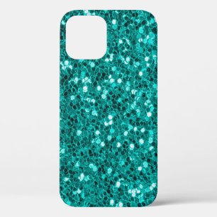 Glitter bright turquoise texture iPhone 12 case