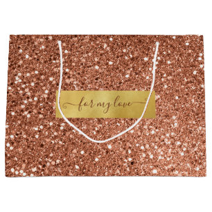 Glitter Brown Bronze Custom Saying Large Gift Bag
