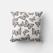 Glitter Butterfly Black and White Decor Throw