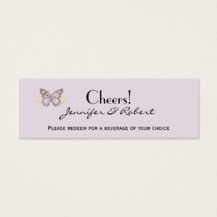 Glitter Butterfly Lavender Wedding Drink Tickets
