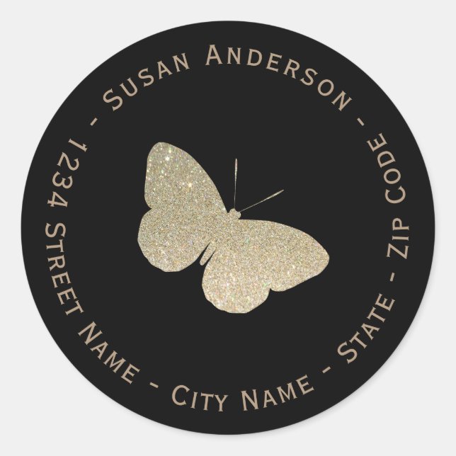 Glitter Butterfly Return Address Label (Front)