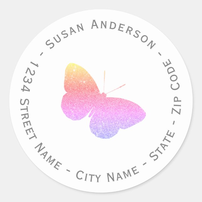 Glitter Butterfly Return Address Label (Front)