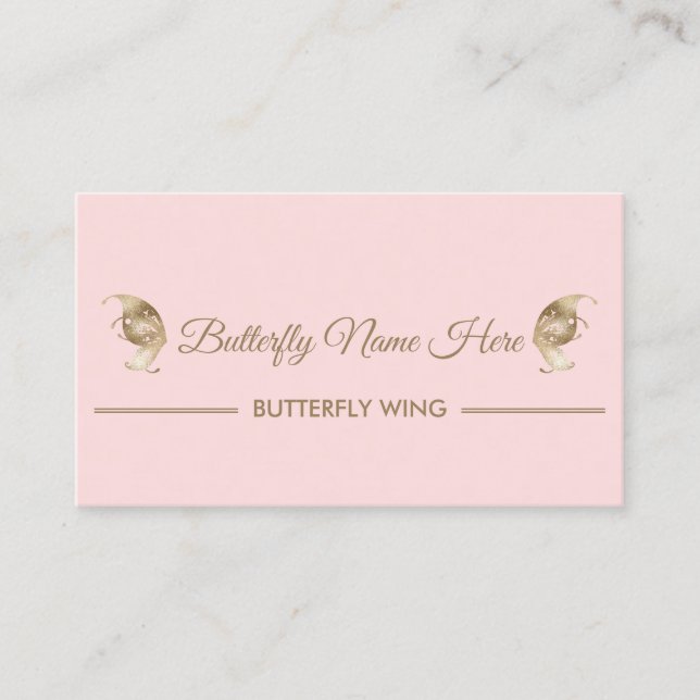 Glitter Butterfly Wings Decor Gold Business Card (Front)