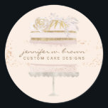 Glitter Cake Bakery Patisserie Cream Classic Round Sticker<br><div class="desc">Glitter Cake Bakery Patisserie Cream</div>