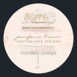 Glitter Cake Bakery Patisserie Cream Classic Round Sticker<br><div class="desc">Glitter Cake Bakery Patisserie Cream</div>