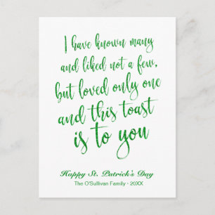 Glitter Calligraphy Irish Toast St. Patrick's Day Postcard