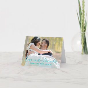 GLITTER CALLIGRAPHY WEDDING PHOTO THANK YOU CARD