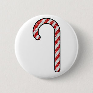 Glitter Candy Cane 2 Inch Round Button