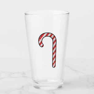 Glitter Candy Cane Glass