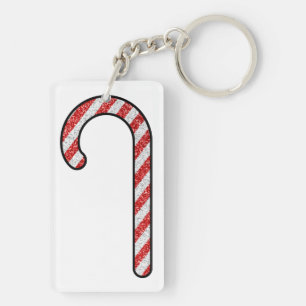 Glitter Candy Cane Keychain
