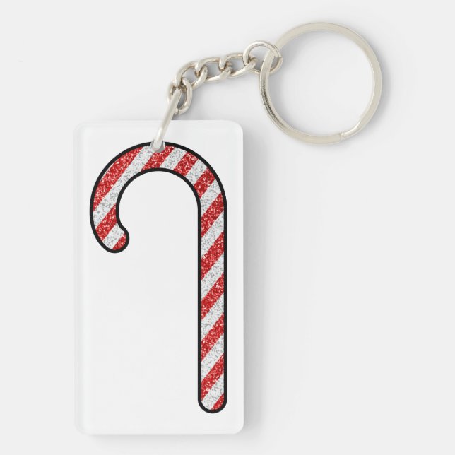 Glitter Candy Cane Keychain (Back)