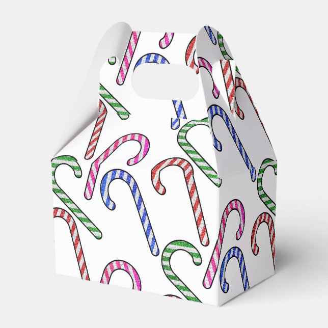 Glitter Candy Cane Pattern Favor Box (Front Side)