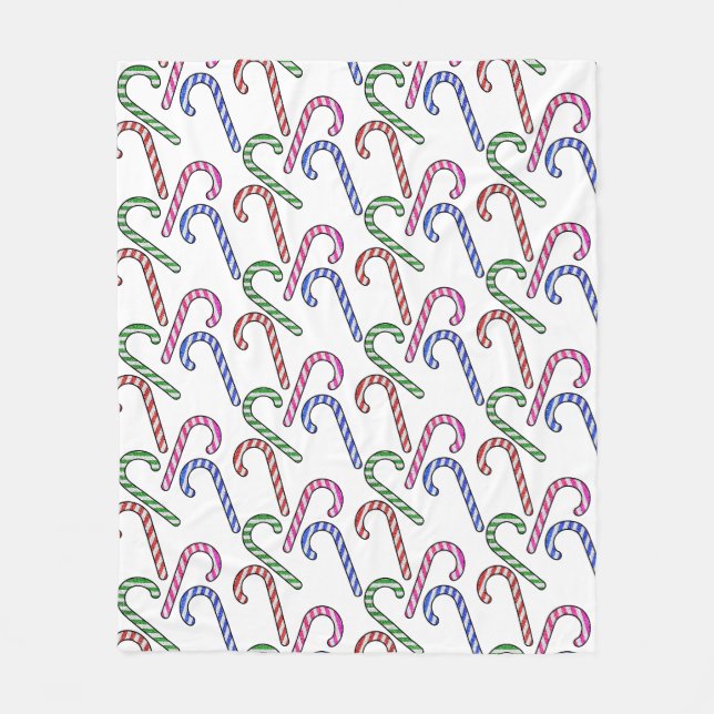 Glitter Candy Cane Pattern Fleece Blanket (Front)