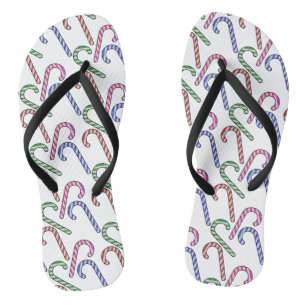 Glitter Candy Cane Pattern Flip Flops