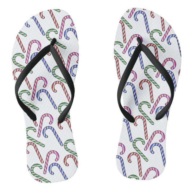 Glitter Candy Cane Pattern Flip Flops (Footbed)