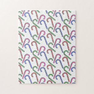 Glitter Candy Cane Pattern Jigsaw Puzzle