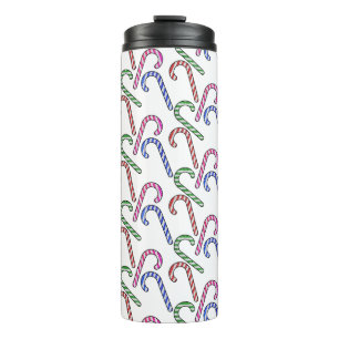 Glitter Candy Cane Pattern Thermal Tumbler