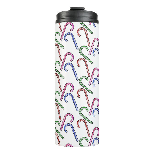 Glitter Candy Cane Pattern Thermal Tumbler (Front)