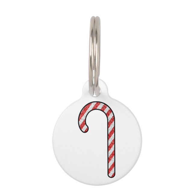Glitter Candy Cane Pet Tag (Front)