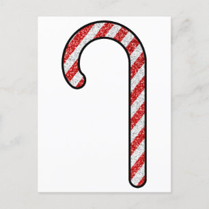 Glitter Candy Cane Postcard