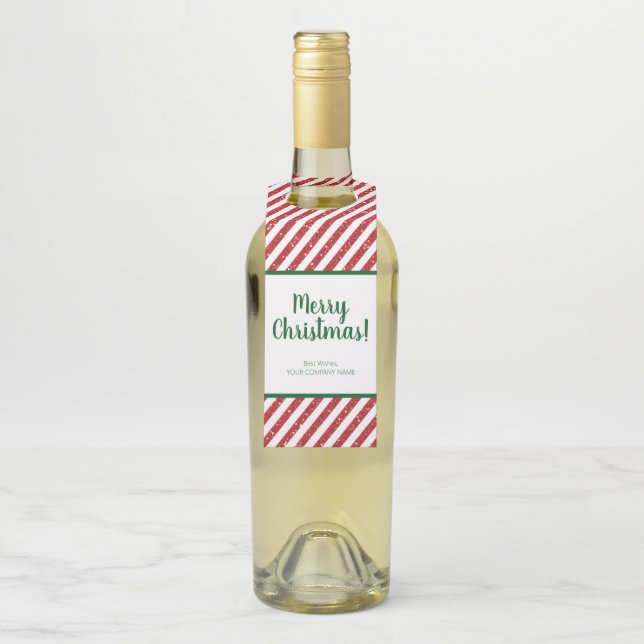 Glitter Candy Cane Striped Company Bottle Tag (On Bottle)