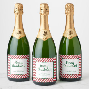 Glitter Candy Cane Striped Company Sparkling Wine Label