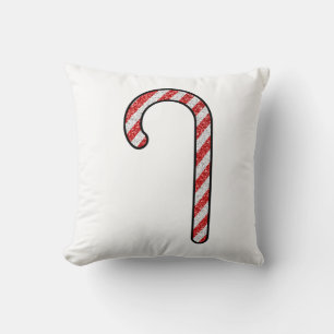 Glitter Candy Cane Throw Pillow
