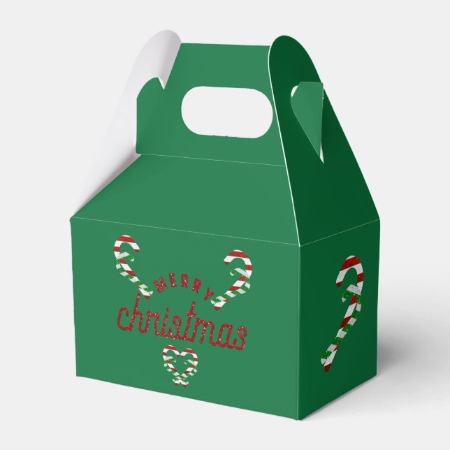 Glitter Candy Canes Favor Box (Front Side)