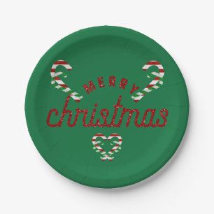 Glitter Candy Canes Paper Plate