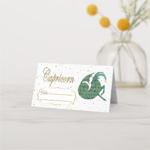 Glitter Capricorn, Gold Confetti, Birthday Place Card