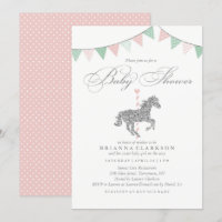 Glitter Carousel Horse | Baby Shower Invitation