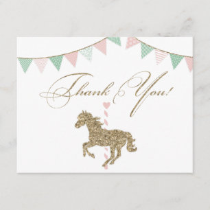 Glitter Carousel Horse   Thank You Card
