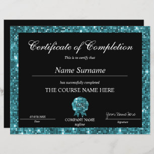 Glitter Certificate of Completion Award Diploma