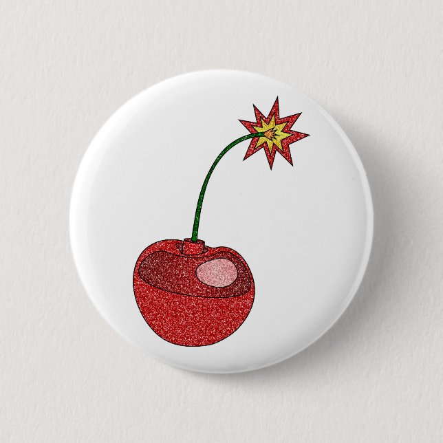 Glitter Cherry Bomb 2 Inch Round Button (Front)