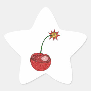 Glitter Cherry Bomb Star Sticker
