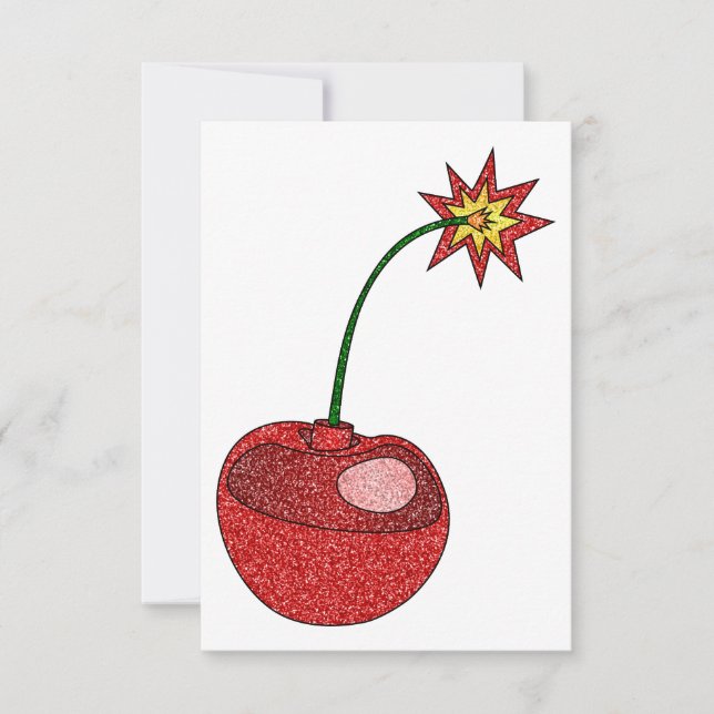 Glitter Cherry Bomb Thank You Card (Front)
