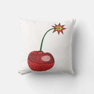 Glitter Cherry Bomb Throw Pillow