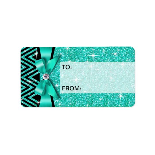 Glitter Chevron Bling Diamond Bow | teal