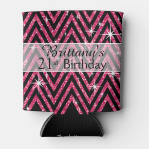 Glitter Chevron Bling   fuchsia Can Cooler
